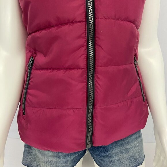 Free Country Puffer Vest Jacket Women's Sz M Full Zipper Pockets Burgundy Black - Picture 4 of 11